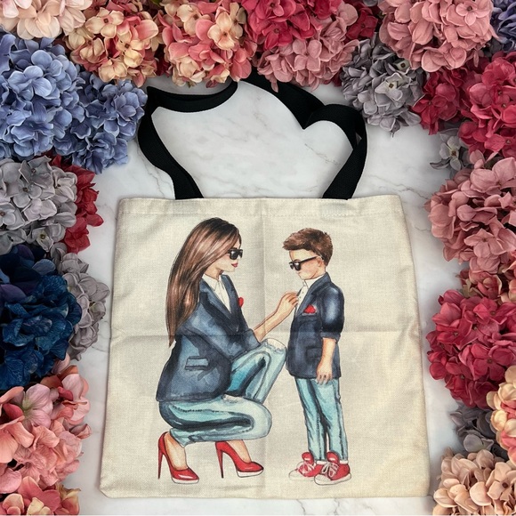 Eco-Friendly High Fashion Mother Son Duo Folding Tote Bag - Picture 2 of 14